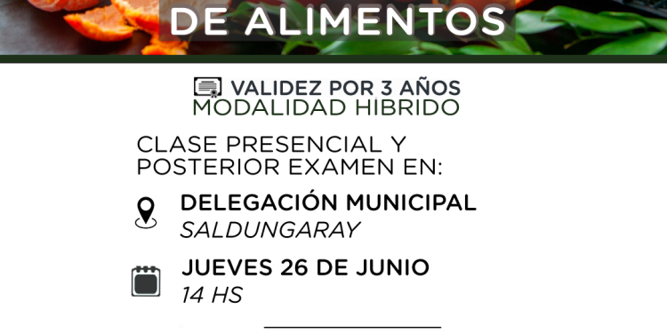 SALDUNGARAY: Se realiza el encuentro presencial del Taller de Manipulación de Alimentos  Programado para el jueves 26 de junio. Informa Tornquist Municipio. 