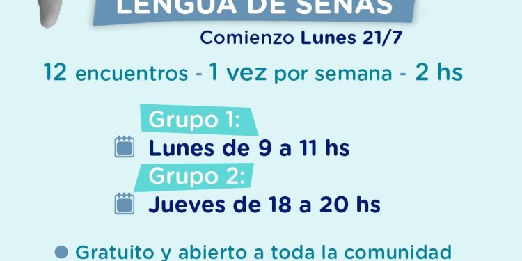 TORNQUIST: Se dictará un taller de Introducción a la Lengua de Señas  Impulsado por la Secretaría de Salud de Tornquist Municipio, el lunes 21 de julio se pondrá en marcha un taller de Introducción a la Lengua de Señas.