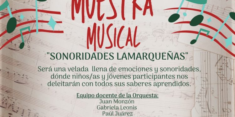 LAMARQUE: Muestra Musical «Sonoridades Lamarqueñas» El día jueves 3 de julio a las 19hs. en sala "Rodolfo Walsh" la Orquesta Municipal Espíritu Andino brindará a toda la comunidad un Concierto didáctico donde participaran los alumnos/as de todos los niveles de la Orquesta .!!.