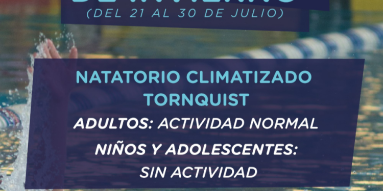Funcionamiento de los natatorios climatizados municipales durante vacaciones de invierno  La Subsecretaría de Deportes informa cómo será el funcionamiento de las actividades en los Natatorios Climatizados Municipales del distrito durante las vacaciones de invierno, del 21 al 30 de julio: