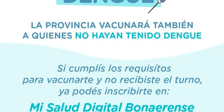 TORNQUIST: La vacunación contra dengue se extiende a quienes no hayan tenido la enfermedad  La Secretaría de Salud informa que, la campaña de vacunación contra el Dengue, impulsada por el Ministerio de Salud de la Provincia de Buenos Aires, se habilitó tanto a personas que hayan tenido o no la enfermedad.