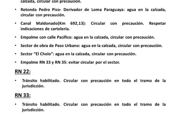 BAHIA BLANCA: Vialidad Nacional pide evitar circular por el empalme de las rutas 33 y 35