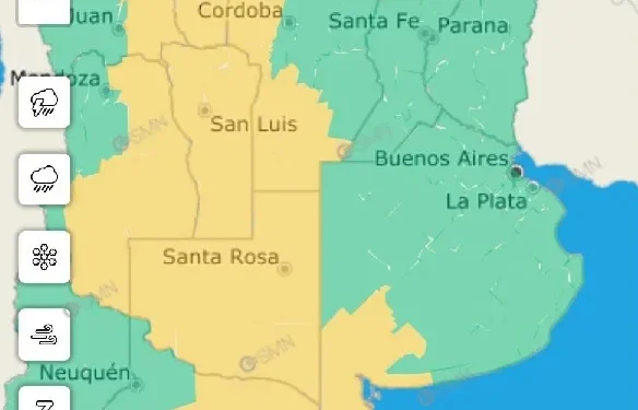 BAHIA BLANCA: Alerta amarilla por viento A partir de la media mañana del domingo y hasta las primeras horas de la madrugada del lunes, se prevé un incremento en la intensidad del viento del sector norte sobre la franja oeste de la provincia, especialmente en el sudoeste, motivo por el cual el Servicio Meteorológico Nacional emitió una alerta amarilla.