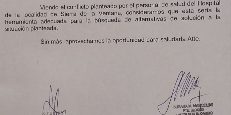 SIERRA DE LA VENTANA: Concejales piden reactivar la Comisión Paritaria por el conflicto en el Hospital El bloque Juntos por el Cambio solicitó al Ejecutivo y al gremio municipal activar la mesa permanente para buscar alternativas de solución.