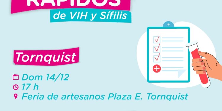 TORNQUIST: Habrá jornadas de testeos rápidos de VIH y Sífilis  En el marco del Día Mundial de Respuesta al VIH, que se conmemora cada 1 de diciembre, la Secretaría de Salud de Tornquist Municipio llevará adelante dos jornadas de testeos rápidos de VIH y sífilis.