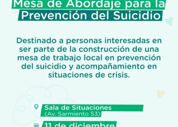 TORNQUIST: Convocatoria para la conformación de una mesa de abordaje para la prevención del suicidio