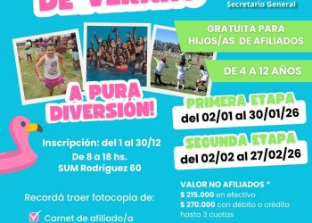 BAHIA BLANCA: AEC «COLONIA DE VERANO 2026 PARA CHICOS Y CHICAS DE 4 A 12 AÑOS»