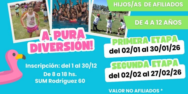 BAHIA BLANCA: AEC «COLONIA DE VERANO 2026 PARA CHICOS Y CHICAS DE 4 A 12 AÑOS»  INSCRIPCIONES: 🗓 DESDE EL 1/12 AL 30/12 🕘 DE LUNES A VIERNES DE 8 A 18 HS. 👉 S.U.M DE RODRÍGUEZ 60 - INGRESO POR GARITA DEL ESTACIONAMIENTO