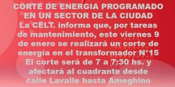 TORNQUIST: Corte programado de energía en un sector de la ciudad