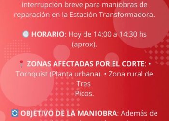 TORNQUIST: Corte de emergencia a pedido de EDES. para reparación en Estación Transformadora