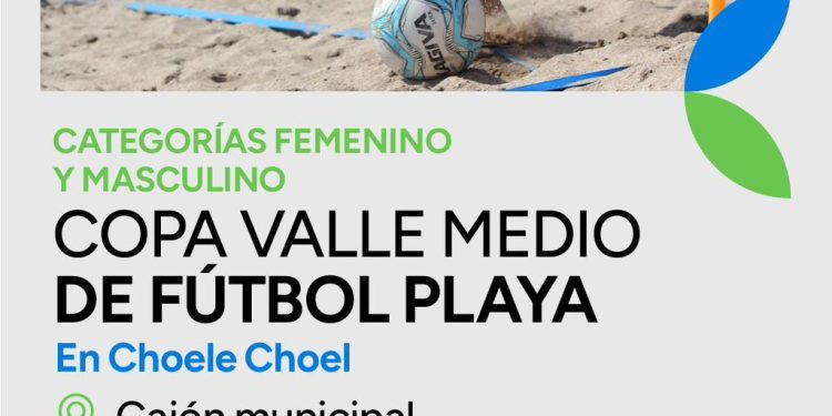 CHOELE CHOEL: Choele será sede de la Copa Valle Medio de Fútbol Playa en la Isla 92  Choele Choel vuelve a ser punto de encuentro deportivo regional con la realización de la Copa Valle Medio de Fútbol Playa, un certamen que reunirá a equipos femeninos y masculinos de distintas localidades del Valle Medio y la región.