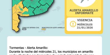 COMARCA SERRANA: Alerta amarilla por tormentas