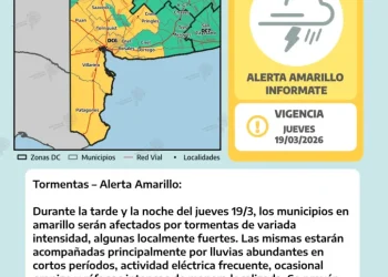 BAHIA BLANCA: Alerta amarilla por tormentas