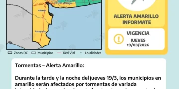 BAHIA BLANCA: Alerta amarilla por tormentas