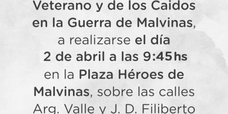 TORNQUIST: Invitación al acto por el Día de los Veteranos y Caídos en la Guerra de Malvinas