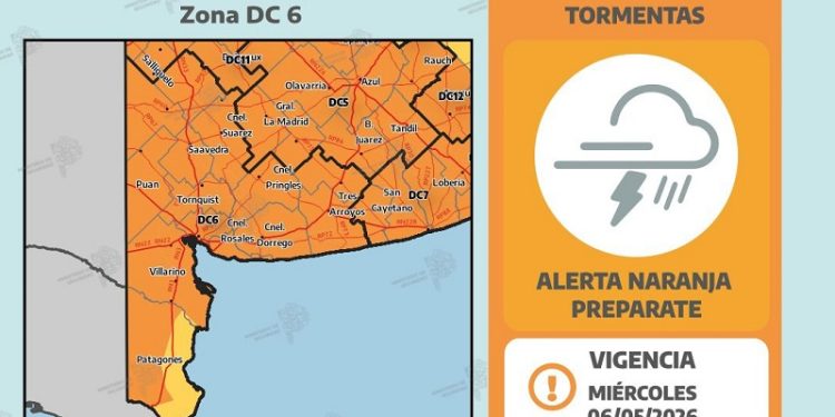 TORNQUIST: Alerta naranja por tormentas para este miércoles 6 en todo el distrito