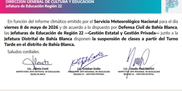 BAHIA BLANCA: Suspenden el dictado de clases en la ciudad del turno tarde por el alerta naranja