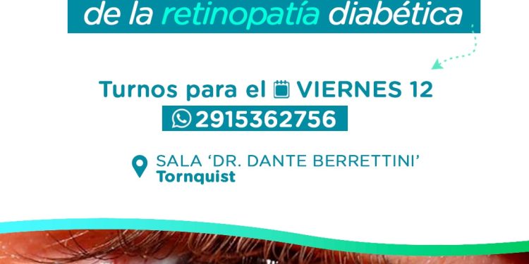 TORNQUIST: Se agrega una nueva jornada de prevención y detección de retinopatía diabética  Producto de la importante demanda de turnos, la campaña de prevención y detección temprana de retinopatía diabética prevista para este miércoles y jueves, se extenderá hasta el viernes 12.