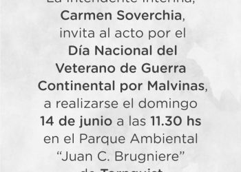 TORNQUIST: Invitación al acto del Día Nacional del Veterano de Guerra Continental por Malvinas