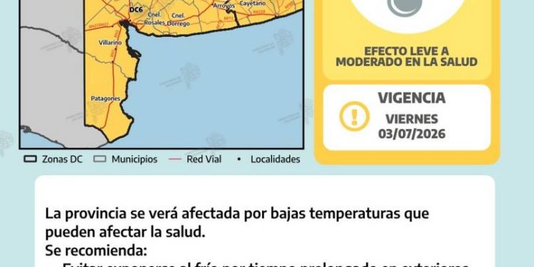 BAHIA BLANCA: Alerta amarillo por bajas temperaturas en la ciudad y la región  el Servicio Meteorológico Nacional (SMN) emitió para este viernes un nuevo alerta amarillo por bajas temperaturas en Bahía Blanca y el sudoeste bonaerense, renovando las advertencias por sus posibles impactos sobre la salud de la población.