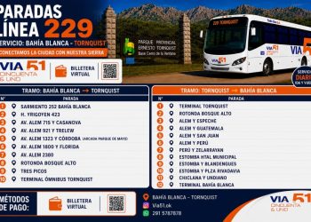 Vía 51 actualizó el recorrido y las paradas de la línea 229 entre Bahía Blanca y Tornquist