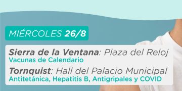 SIERRA DE LA VENTANA Y TORNQUIST: Miércoles 26 Jornadas de vacunación itinerante
