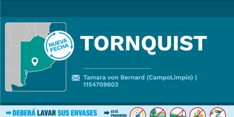 TORNQUIST: Disponible un relevamiento para la recolección de envases de fitosanitarios La Secretaría de Ambiente y Desarrollo Productivo de Tornquist Municipio, lanzó una convocatoria para productores a un relevamiento para la recolección de envases de agroquímicos.