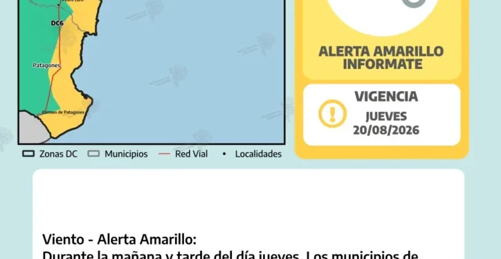 BAHIA BLANCA: El smn  emitió una alerta amarilla por vientos intensos  El Servicio Meteorológico Nacional emitió una alerta amarilla para este jueves en Bahía Blanca y prácticamente todas las localidades de la costa bonaerense por vientos intensos.