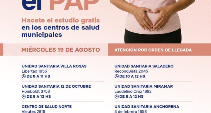BAHIA BLANCA: Campaña “Me cuido, me hago el PAP”: #miércolesDePAP en agosto  Los terceros miércoles del mes, el Municipio realiza la campaña “Me cuido, me hago el PAP” con atención gratuita en distintos Centros de Salud municipales.
