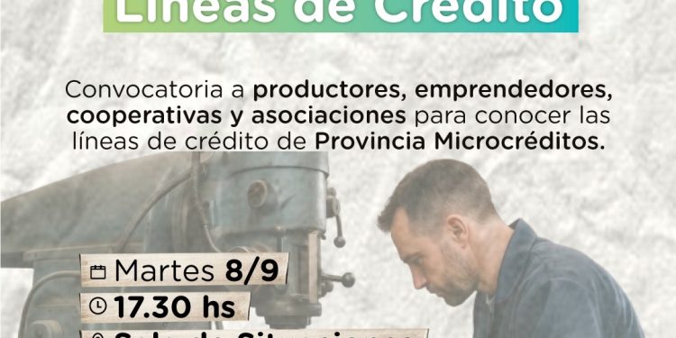 BAHIA BLANCA: Convocatoria a emprendedores y productores a la presentación de líneas de crédito La Secretaría de Ambiente y Desarrollo Productivo de Tornquist Municipio, convoca a productores, emprendedores y cooperativas, a la presentación de líneas de crédito impulsados por el Ministerio de Desarrollo Productivo a través de Provincia Microcréditos.
