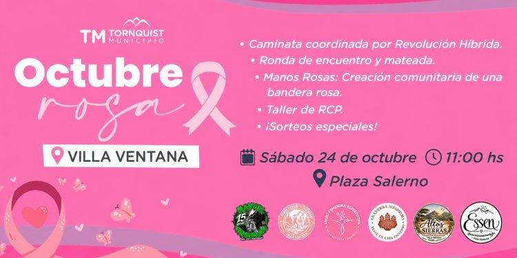 Octubre Rosa llega a Villa Ventana con una jornada de encuentro y prevención  En el marco de Octubre Rosa, este sábado 24 de octubre, a partir de las 11 hs, se realizará una jornada de prevención y concientización en la Plaza Salerno de Villa Ventana, con propuestas abiertas a toda la comunidad.