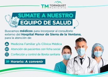 Convocatoria de médicos para desempeñarse en el hospital de Sierra de la Ventana
