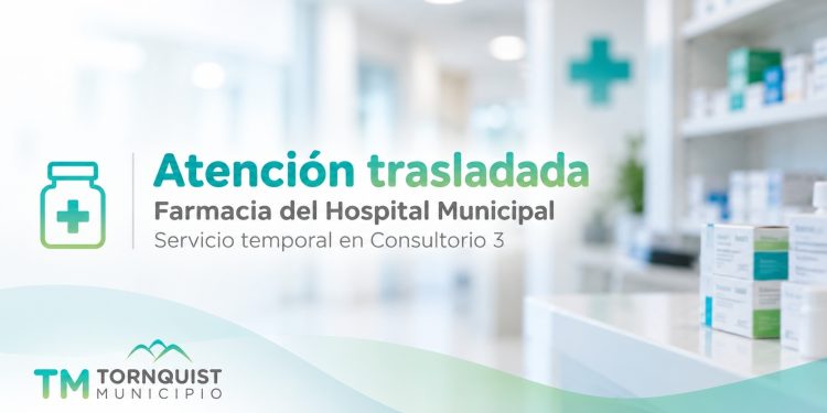 TORNQUIST: La Farmacia del Hospital Municipal funcionará temporalmente en el Consultorio 3  La Secretaría de Salud informa que, debido a la realización de obras en la Farmacia del Hospital Municipal ‘Dr. Alberto Castro’ de Tornquist, la atención se trasladará temporalmente al Consultorio 3 del nosocomio.