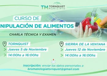 Tornquist y Sierra de la Ventana tendrán nuevas fechas del Taller de Manipulación Higiénica de Alimentos