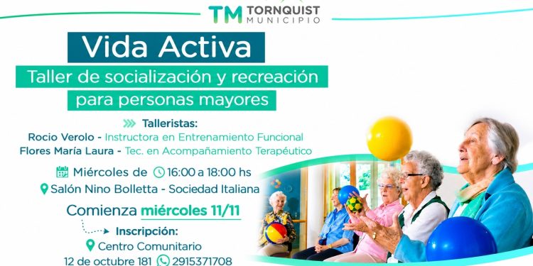 TORNQUIST: Vida Activa: Taller de Socialización y Recreación para personas mayores  La Subdirección de Discapacidad, Salud Mental y Adultos Mayores, a través del programa ‘Vida Activa’, pondrá en marcha un taller de Socialización y Recreación destinado a personas mayores, con el objetivo de promover el bienestar, la integración y la participación en actividades grupales.
