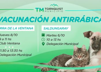 SIERRA DE LA VENTANA/SALDUNGARAY: Nueva jornada de vacunación antirrábica