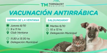 SIERRA DE LA VENTANA/SALDUNGARAY: Nueva jornada de vacunación antirrábica