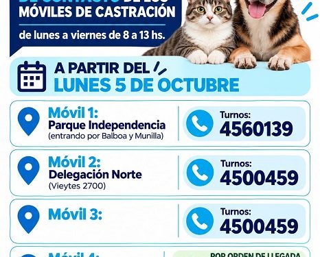 BAHIA BLANCA: Veterinaria y Zoonosis: servicios de atención entre el 5 y 9 de octubre  *Vacunación antirrábica, aplicación de antisárnicos y desparasitación en tu barrio: -Para perros y gatos a partir de los 3 meses: