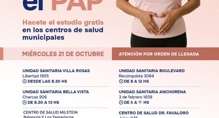 BAHIA BLANCA: Llega una nueva campaña de #MiércolesdePAP Todos los terceros miércoles de cada mes, se lleva a cabo la campaña “Me cuido, me hago el PAP” con atención gratuita en distintos Centros de Salud municipales.